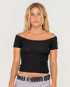 RUSTY CIAO BELLA OFF SHOULDER TOP - BLK