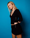 RUSTY I KISSED A PEARL LACE WRAP MINI SKIRT - BLACK