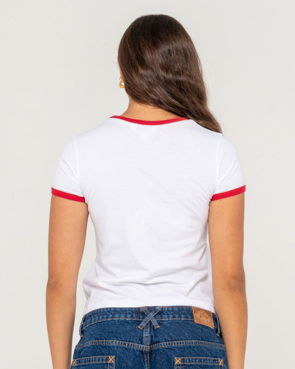 RUSTY BONES VACANCES RINGER BABY TEE - WHT
