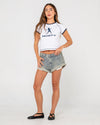 RUSTY PHEONIX LOW RISE DENIM MINI SHORT - DWG