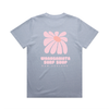 WHANGAMATA SURF SHOP FLOWER HEAVY FAFED TEE - FADED POWDER