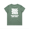 WHANGAMATA SURF SHOP GIRLS FLOWER TEE - SAGE