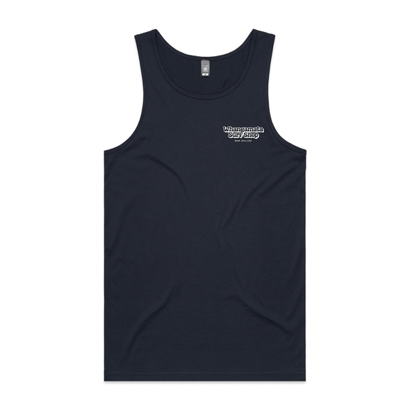 WHANGAMATA SURF MENS BUBBLE LOGO SINGLET - NAVY