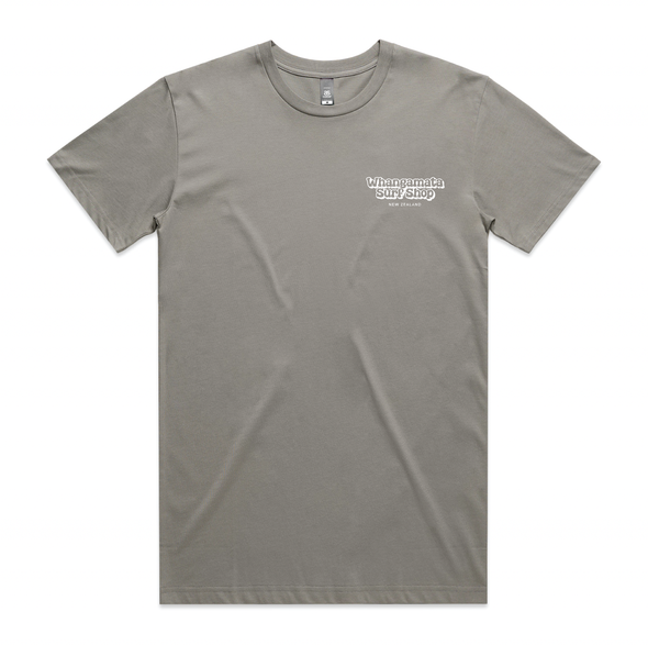 WHANGAMATA SURF SHOP BUBBLE LOGO TEE - GRANITE