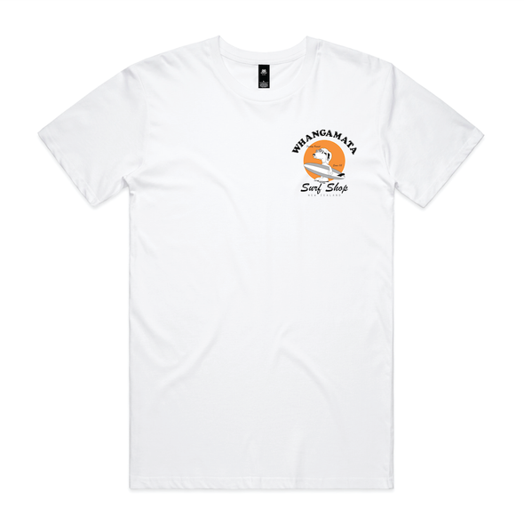 WHANGAMATA SURF SHOP MENS SURF DOG TEE - WHITE