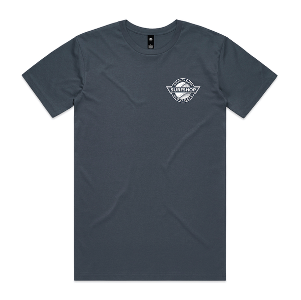 WHANGAMATA SURF SHOP LOGO TEE - PETROL BLUE