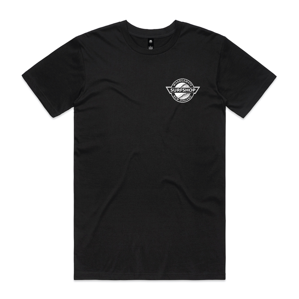 WHANGAMATA SURF SHOP LOGO TEE - BLACK/WHITE