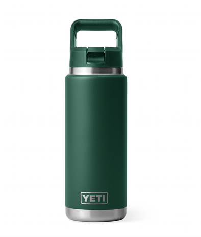 YETI RAMBLER 26OZ (769ML) BOTTLE W/ STRAW CAP - BLACK FOREST GREEN