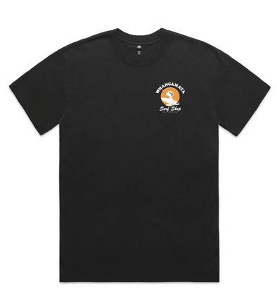 WHANGAMATA SURF SHOP HEAVY SURF DOG TEE - FADED BLACK