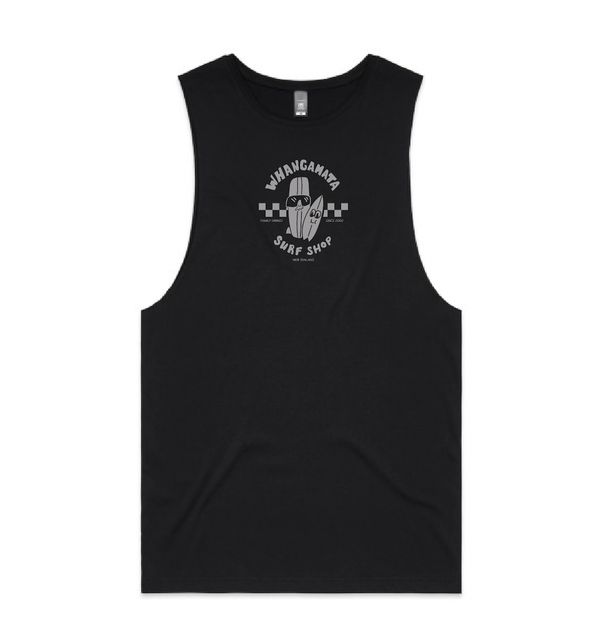 WHANGAMATA SURF SHOP SURF DUDES SINGLET - BLACK