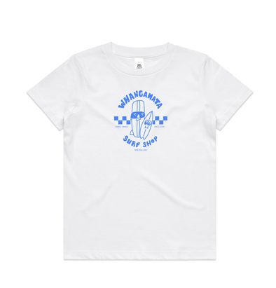 WHANGAMATA SURF SHOP KIDS SURF DUDES TEE - WHITE