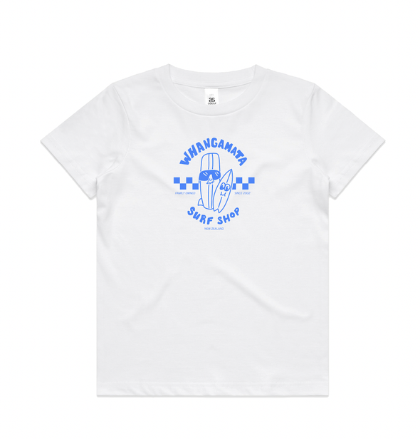 WHANGAMATA SURF SHOP KIDS SURF DUDES TEE - WHITE