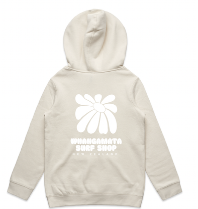 WHANGAMATA SURF SHOP GIRLS FLOWER HOOD - ECRU