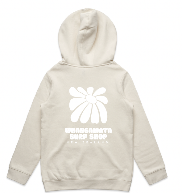 WHANGAMATA SURF SHOP GIRLS FLOWER HOOD - ECRU