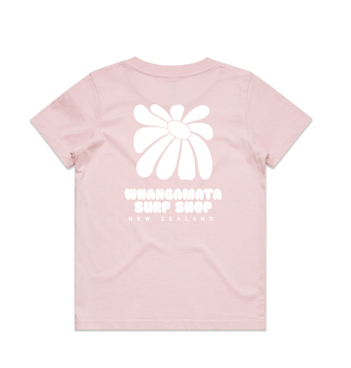 WHANGAMATA SURF SHOP GIRLS FLOWER TEE - PINK
