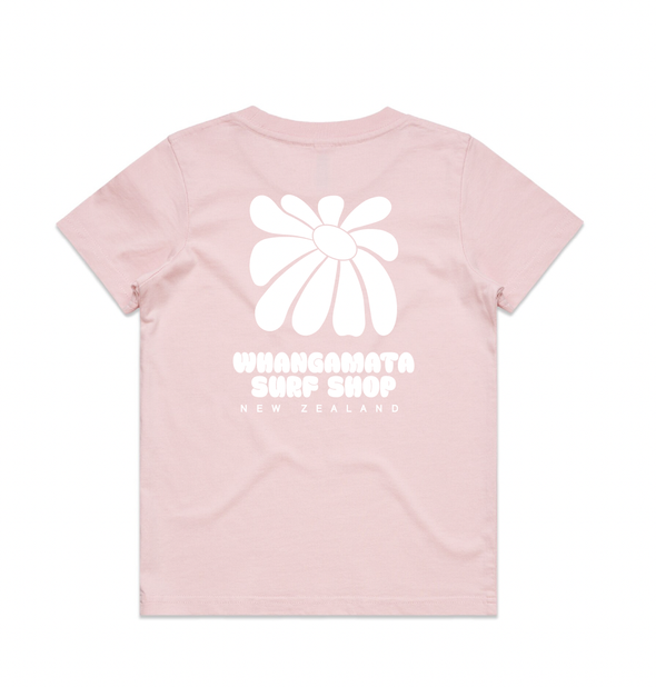 WHANGAMATA SURF SHOP GIRLS FLOWER TEE - PINK