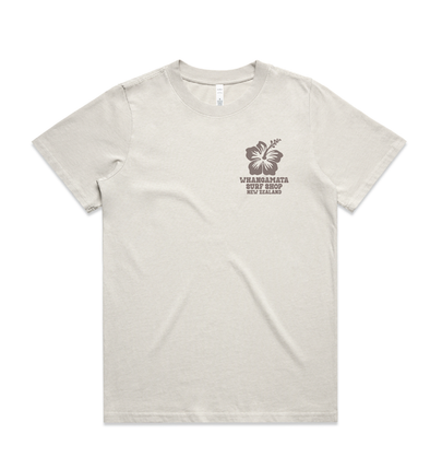 WHANGAMATA SURF SHOP HIBISCUS BLOOM TEE - FADED BONE
