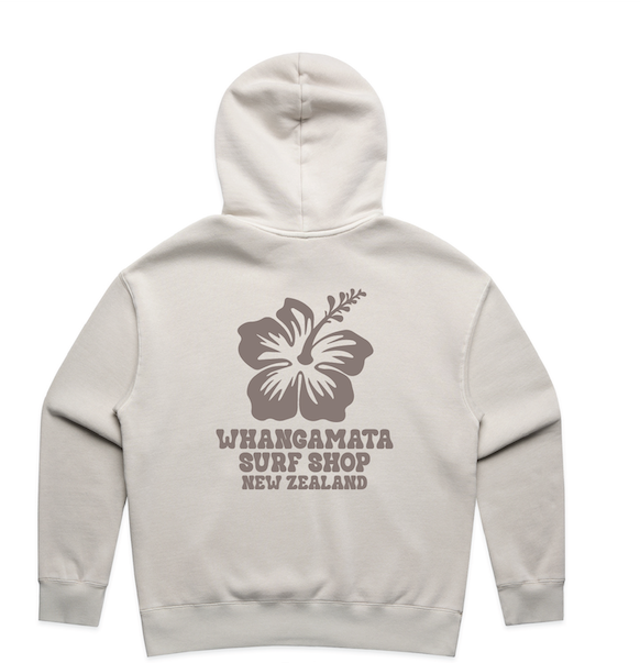WHANGAMATA SURF SHOP HIBISCUS BLOOM RELAX HOOD - FADED BONE