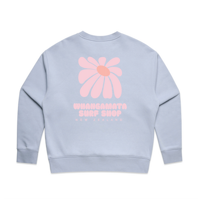 WHANGAMATA SURF SHOP FLOWER RELAXED CREW - POWDER