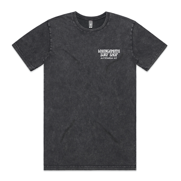 WHANGAMATA SURF AOTEAROA MENS TEE 2.0 - BLACK STONE