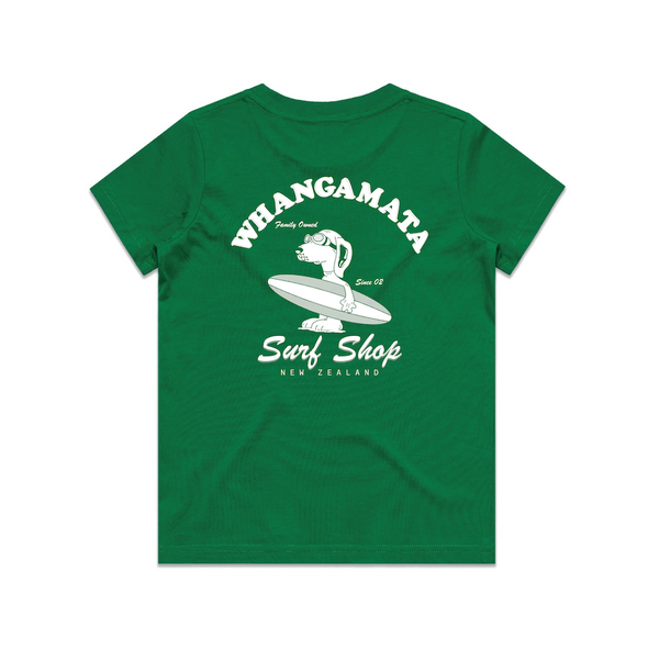 WHANGAMATA SURF SHOP BOYS SURF DOG TEE - GREEN