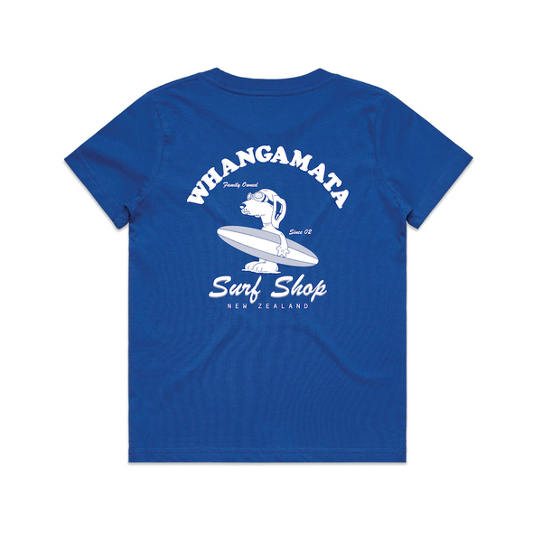 WHANGAMATA SURF SHOP BOYS SURF DOG TEE - BLUE