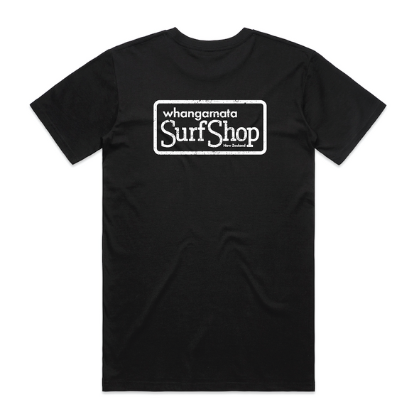 WHANGAMATA SURF SHOP BOX LOGO TEE - BLACK