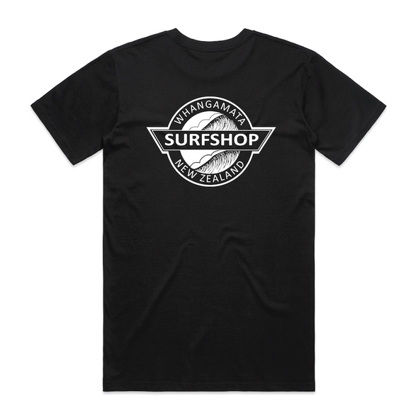 WHANGAMATA SURF SHOP LOGO TEE - BLACK/WHITE