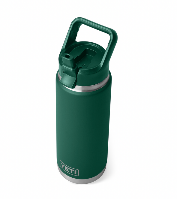 YETI RAMBLER 26OZ (769ML) BOTTLE W/ STRAW CAP - BLACK FOREST GREEN