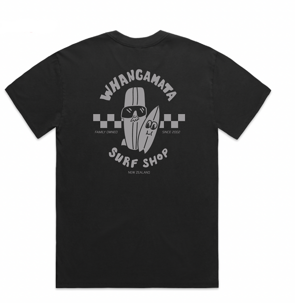 WHANGAMATA SURF SHOP KIDS SURF DUDES TEE - FADED BLACK