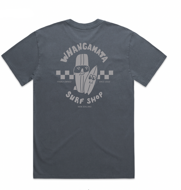 WHANGAMATA SURF SHOP SURF DUDES TEE - FADED INDIGO