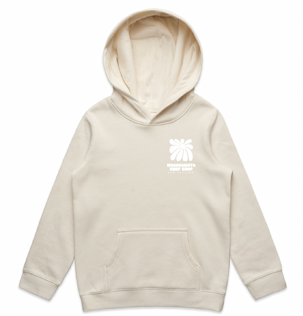WHANGAMATA SURF SHOP GIRLS FLOWER HOOD - ECRU