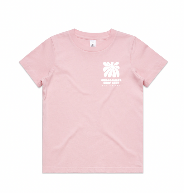 WHANGAMATA SURF SHOP GIRLS FLOWER TEE - PINK