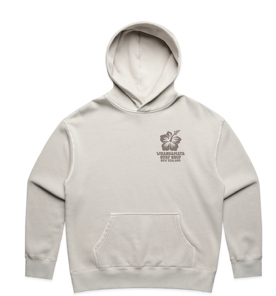 WHANGAMATA SURF SHOP HIBISCUS BLOOM RELAX HOOD - FADED BONE