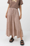 RHYTHM LOLA CHECKED TIERED MAXI SKIRT - DUSTY PINK