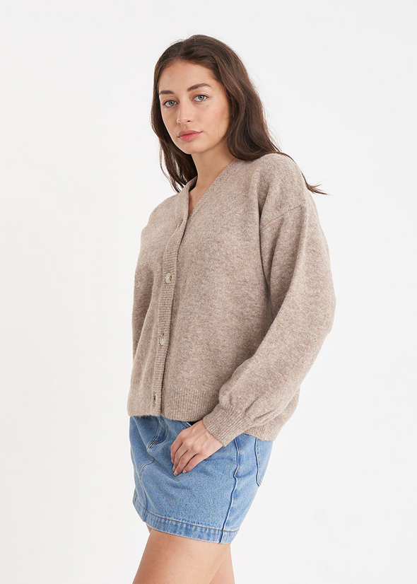 HUFFER KENDALL CARDIGAN - OAT MARLE