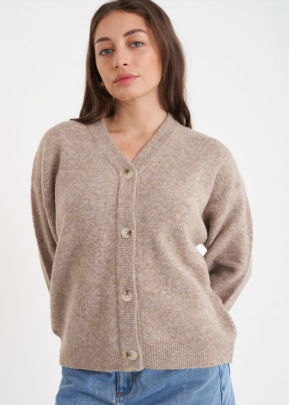 HUFFER KENDALL CARDIGAN - OAT MARLE