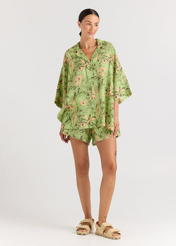 POOLSIDE PARADISO TROPICO 100% LINEN OVERSHIRT - MGA