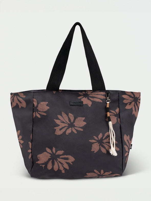 VOLCOM BAE BAE BEACH TOTE - BLACK/TAN