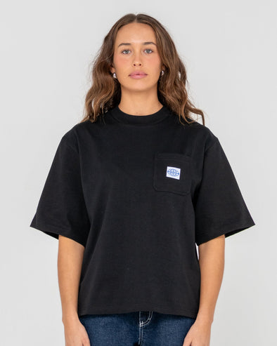 RUSTY STEEZEY CROPPED BOXY TEE - BLACK