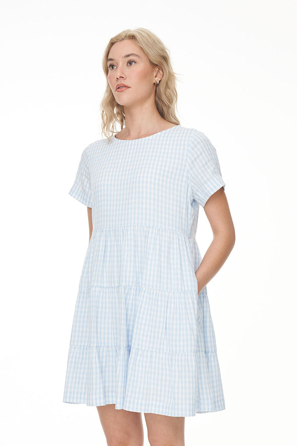 HUFFER WOMENS CELINE MILLY DRESS - BLUE/WHITE