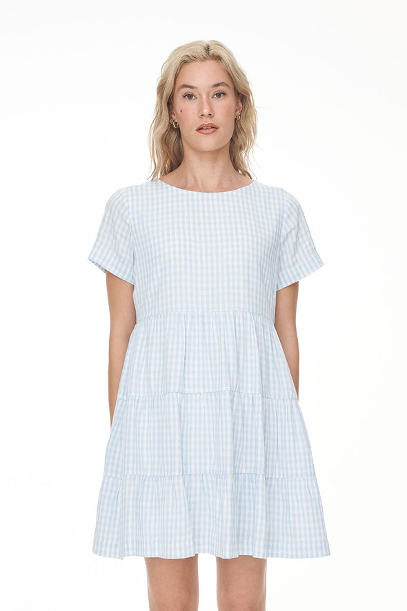 HUFFER WOMENS CELINE MILLY DRESS - BLUE/WHITE