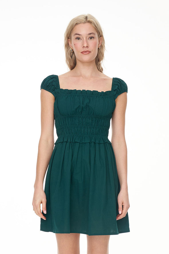 HUFFER CRUISE EDEN MINI DRESS - JEWEL GREEN