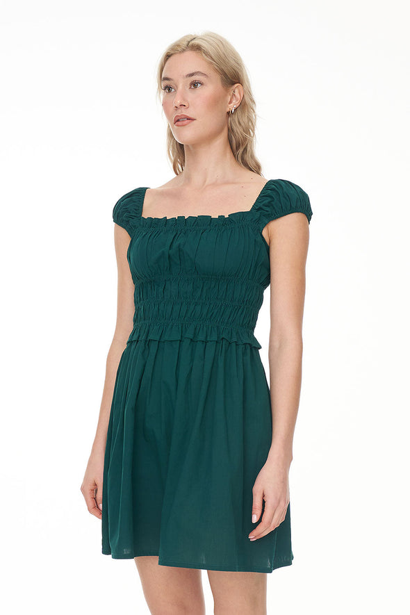 HUFFER CRUISE EDEN MINI DRESS - JEWEL GREEN