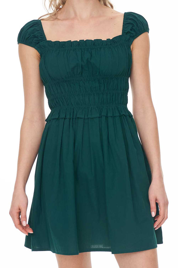 HUFFER CRUISE EDEN MINI DRESS - JEWEL GREEN