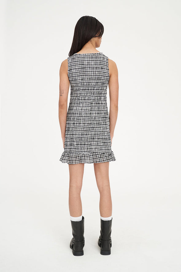 HUFFER ROONEY GIGI SHIRRED DRESS - BLACK/CHALK