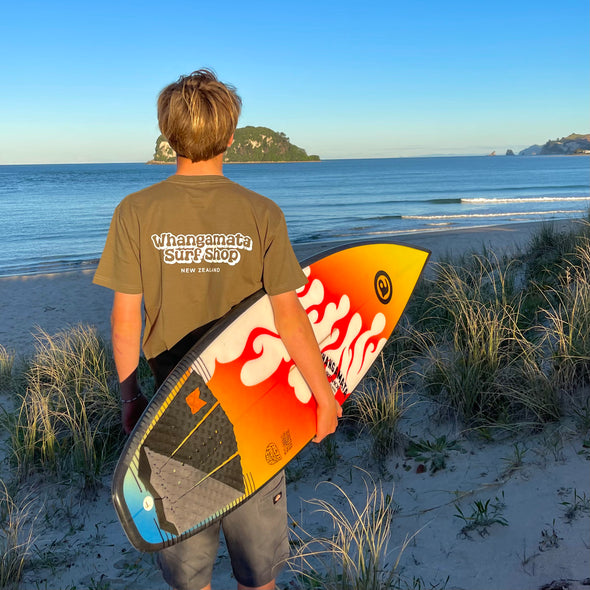 WHANGAMATA SURF SHOP BUBBLE LOGO TEE - ARMY