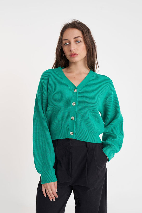 HUFFER BELLA KNIT CARDIGAN - CLOVER