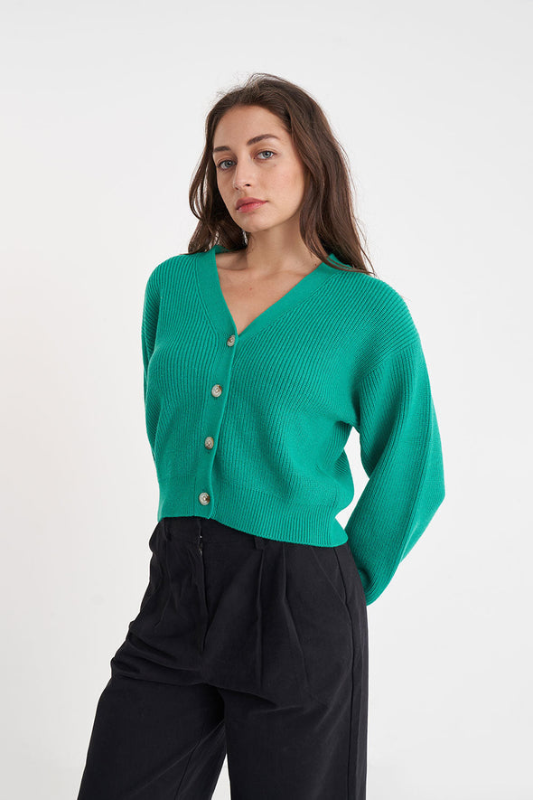 HUFFER BELLA KNIT CARDIGAN - CLOVER