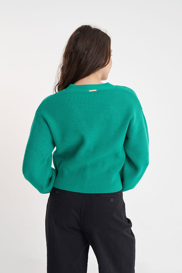 HUFFER BELLA KNIT CARDIGAN - CLOVER